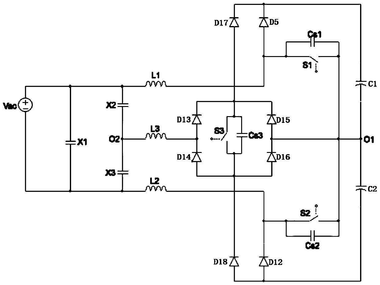 Single-phase power input circuit based on three-phase Vienna PFC topology and control method