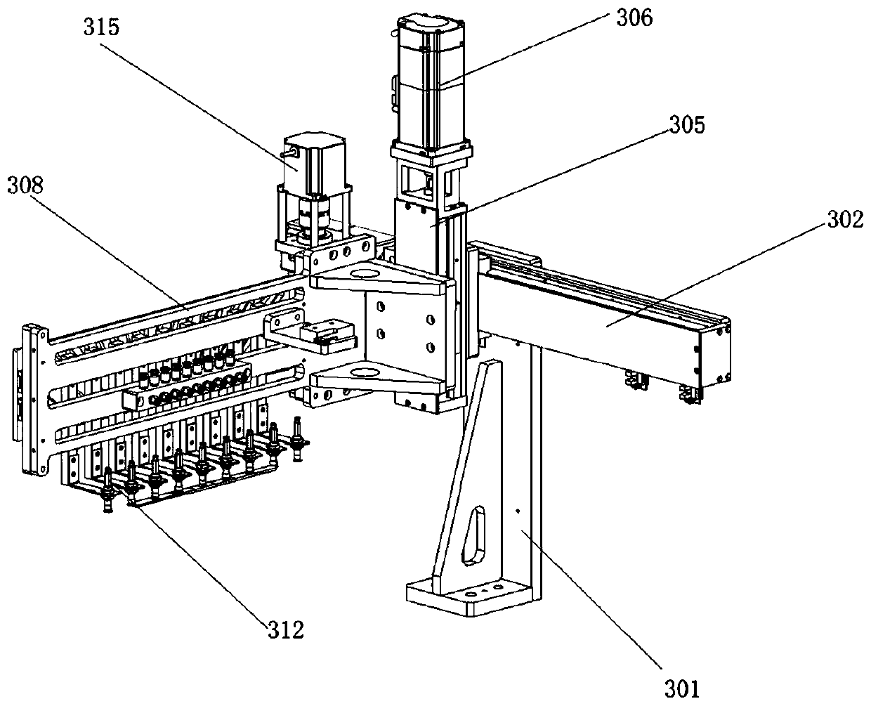 Feeding and fine arranging assembly machine for evaporator radiating fins and feeding and fin arranging method thereof