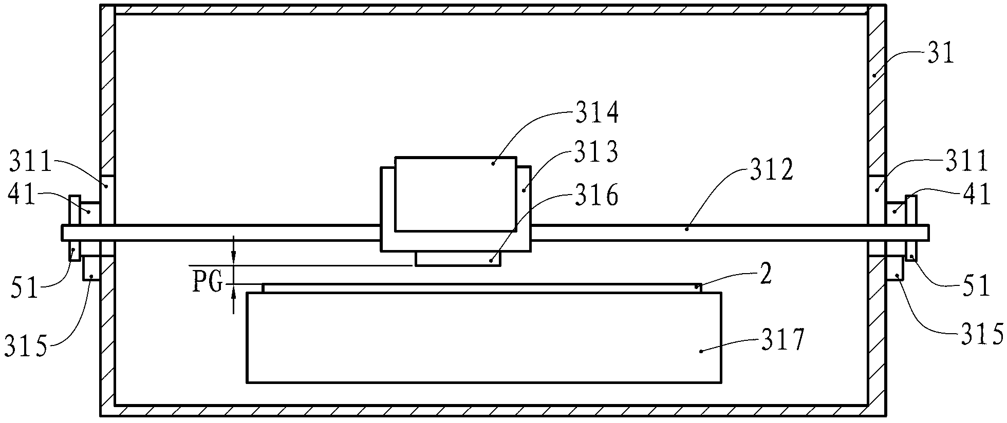 Gap adjusting device, ink-jet printer and modification method thereo