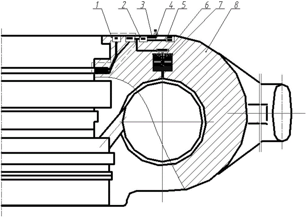 A suspended single hydraulic prop bending deformation detection and alarm device