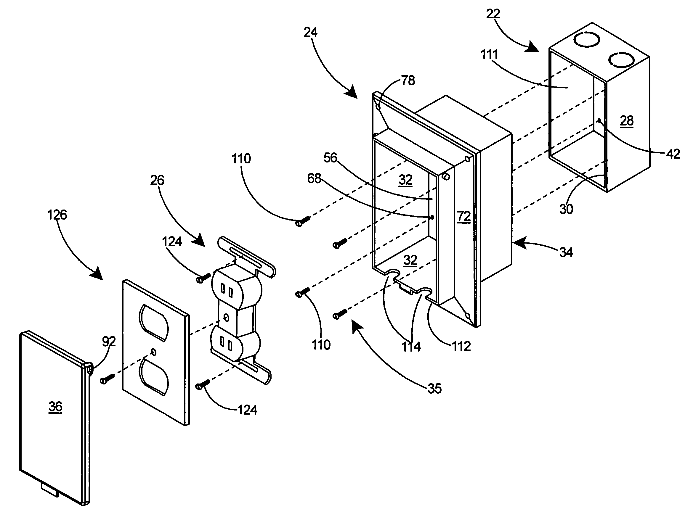 Electrical box assembly for recessing an electrical device