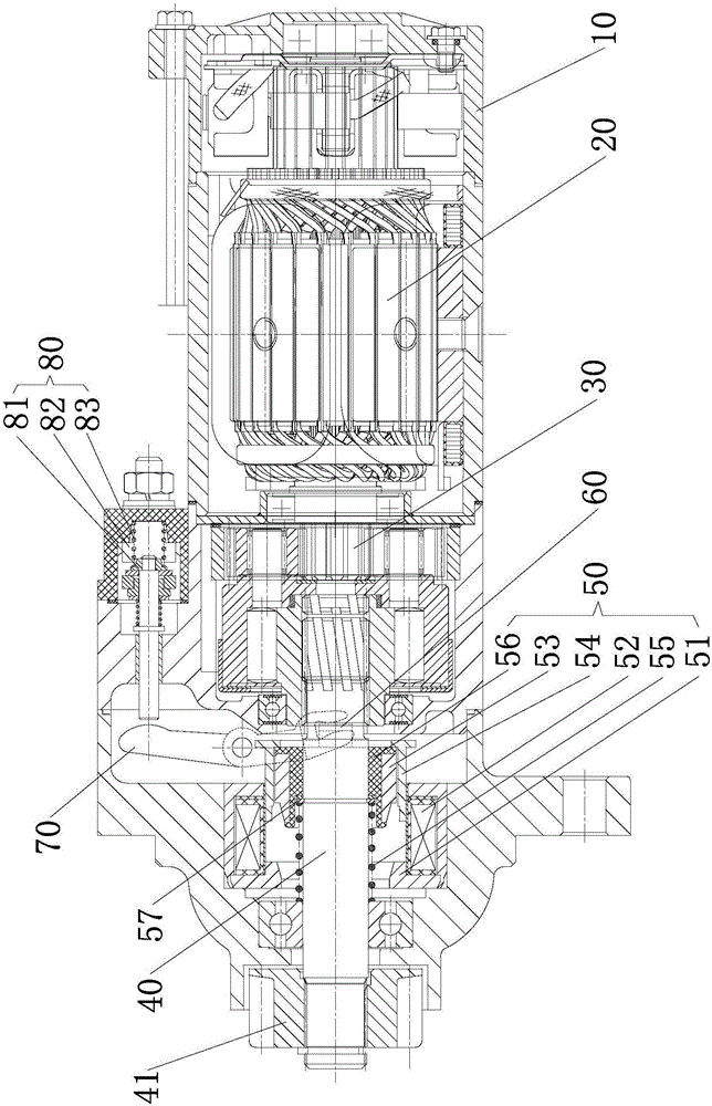 Gear-reduction starter with built-in coaxial switch