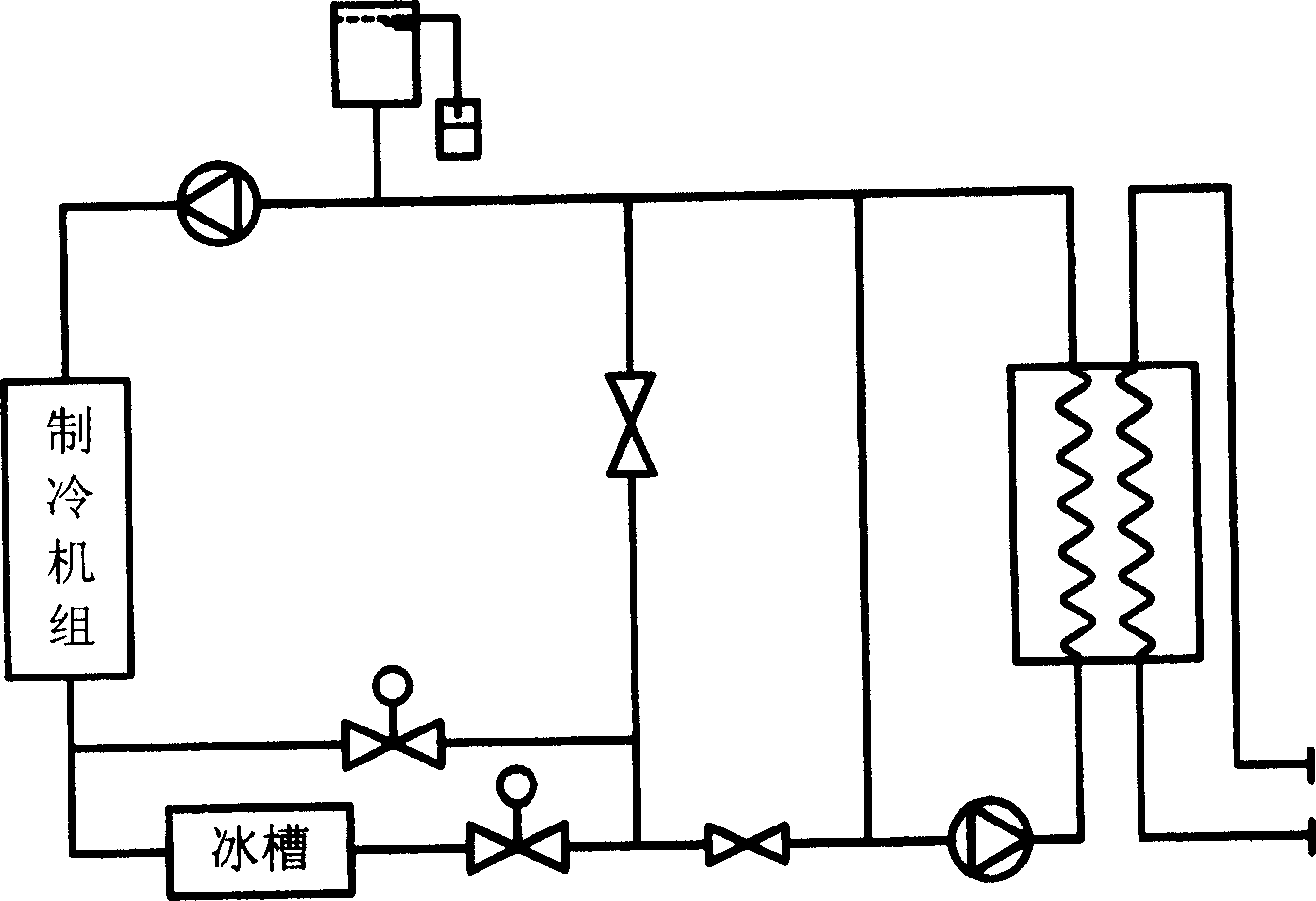 Ice smelting and cold storage device in parallel mono heat exchanger