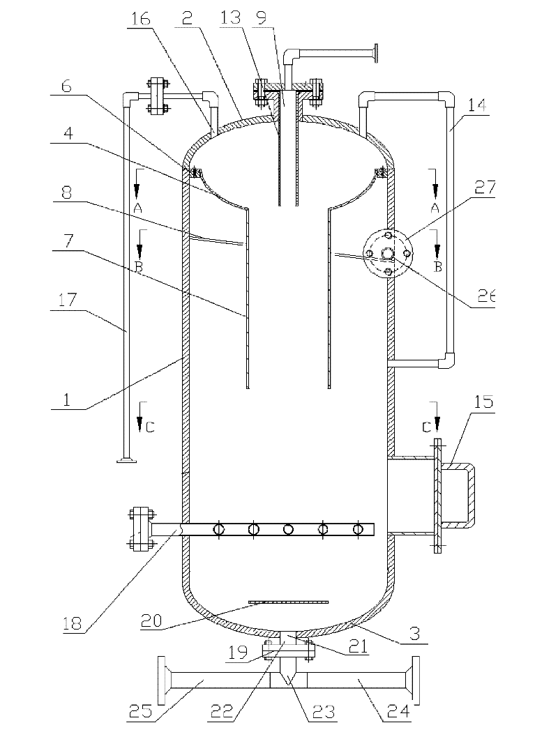 Cyclone gas-flotation separation device for treating oily sewage