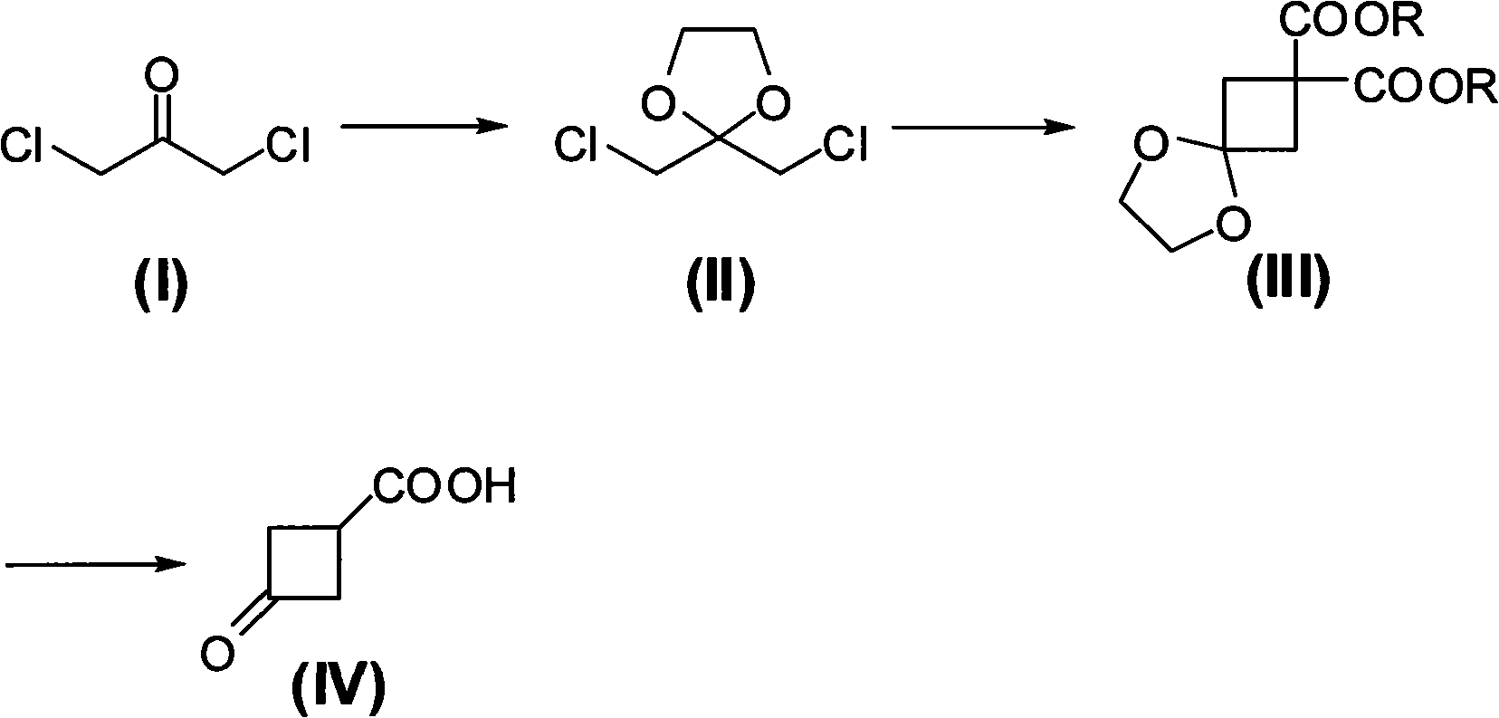 Preparing method of 3-oxo-1-cyclobutane-carboxylic acid
