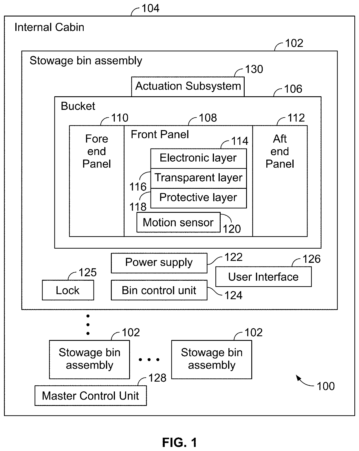 Stowage bin assemblies having electronic front panels