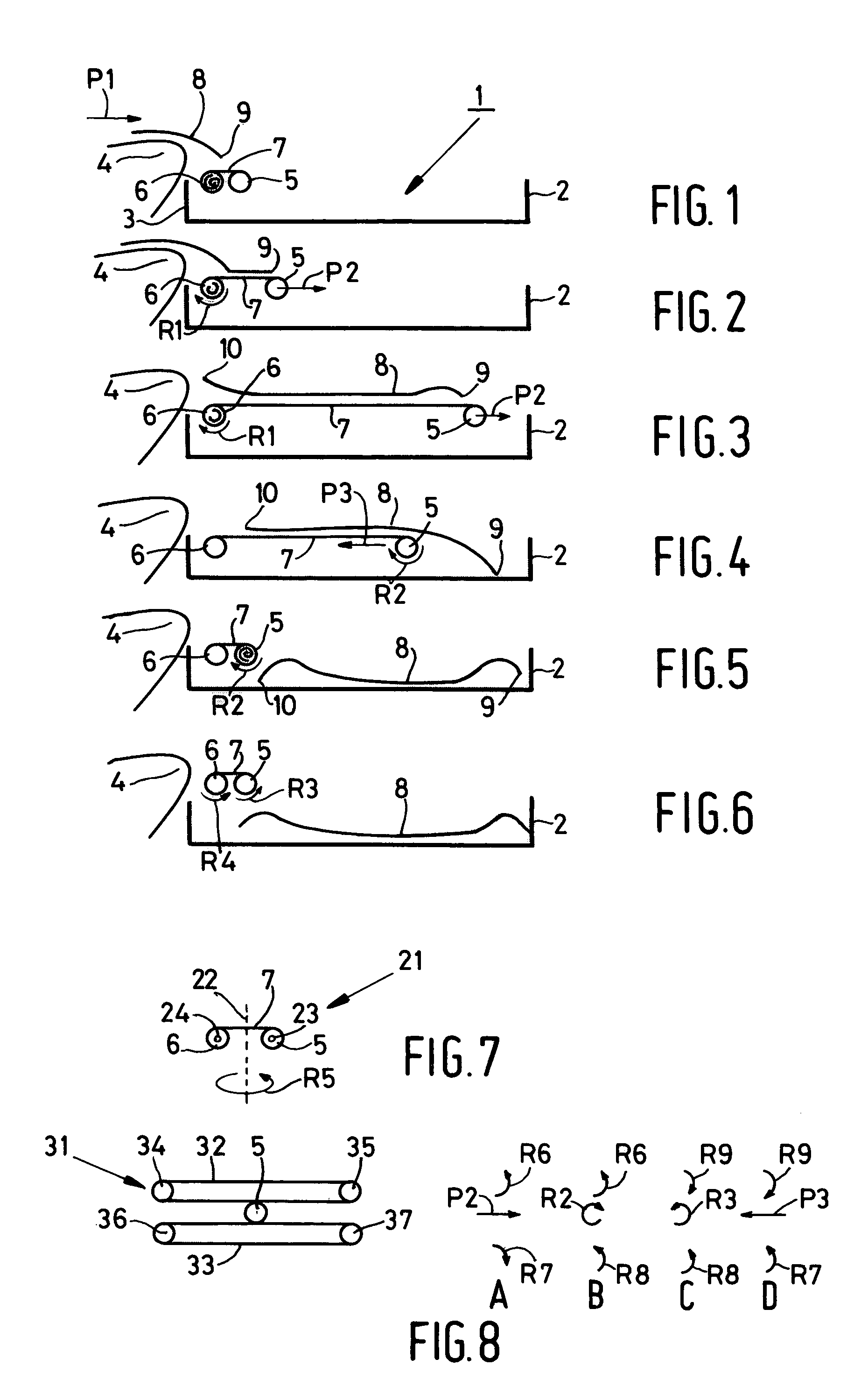 Transporting device for depositing sheet material onto a tray, a printer provided with such a device and a method for depositing a sheet material onto a tray