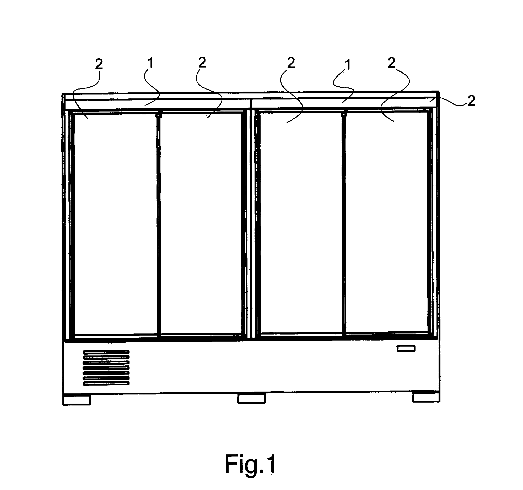 Supporting counter-frame for sliding doors of fridge cabinets
