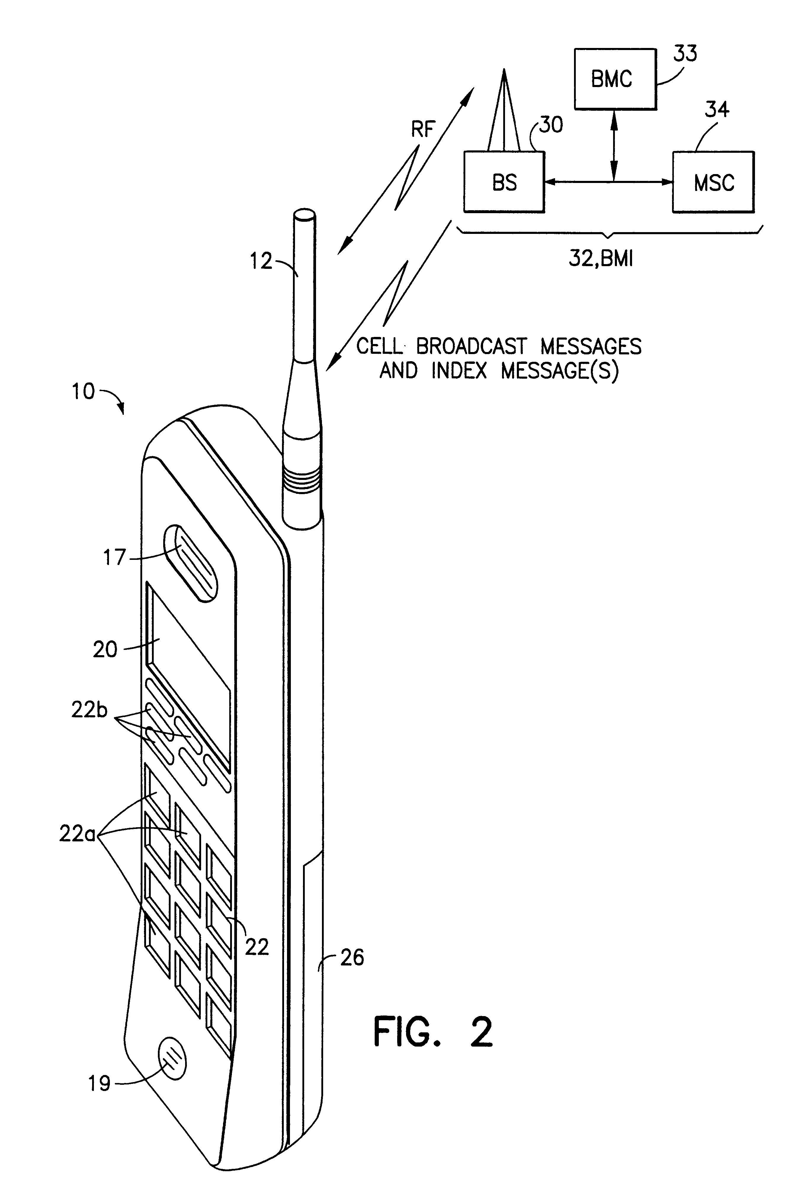 Mobile station and network having hierarchical index for cell broadcast service
