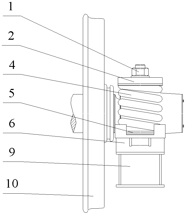 Underneath type primary suspension structure for railway locomotive bogie framework
