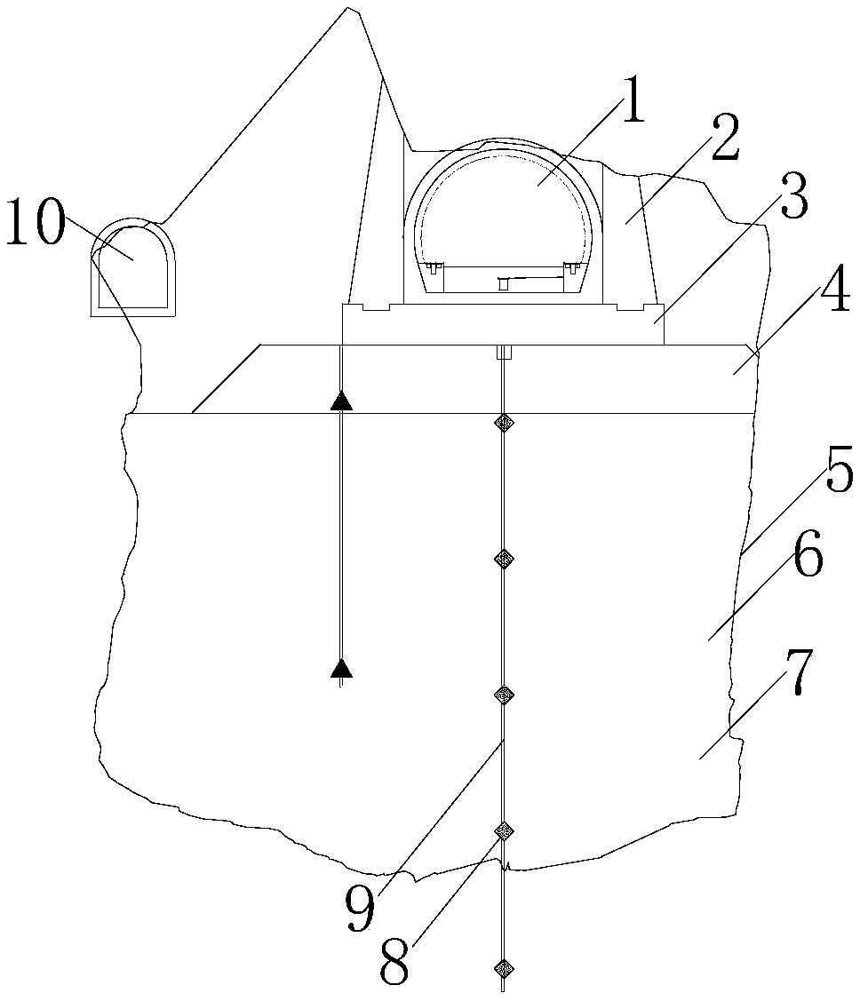 Backfilling treatment construction method for tunnel high crossing giant salt cavern