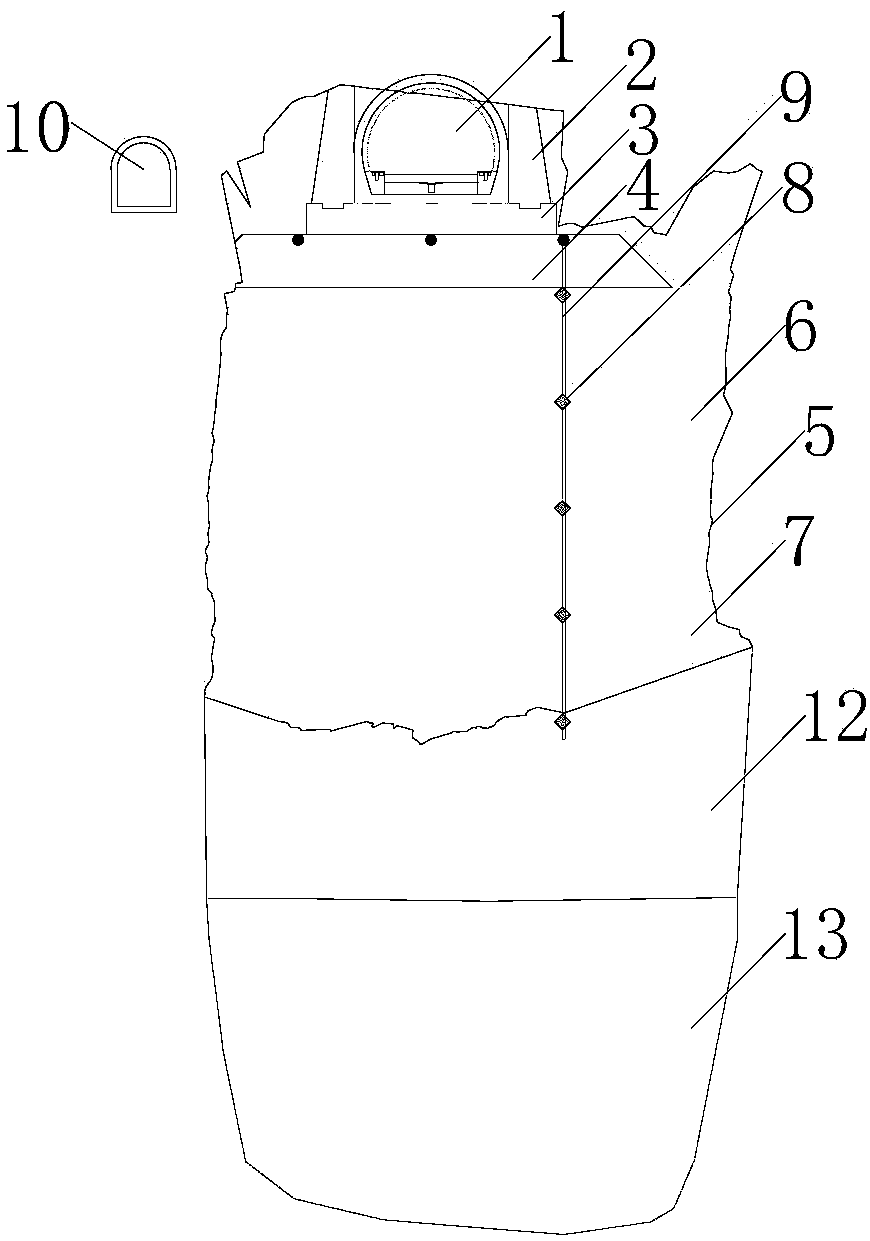 Backfilling treatment construction method for tunnel high crossing giant salt cavern