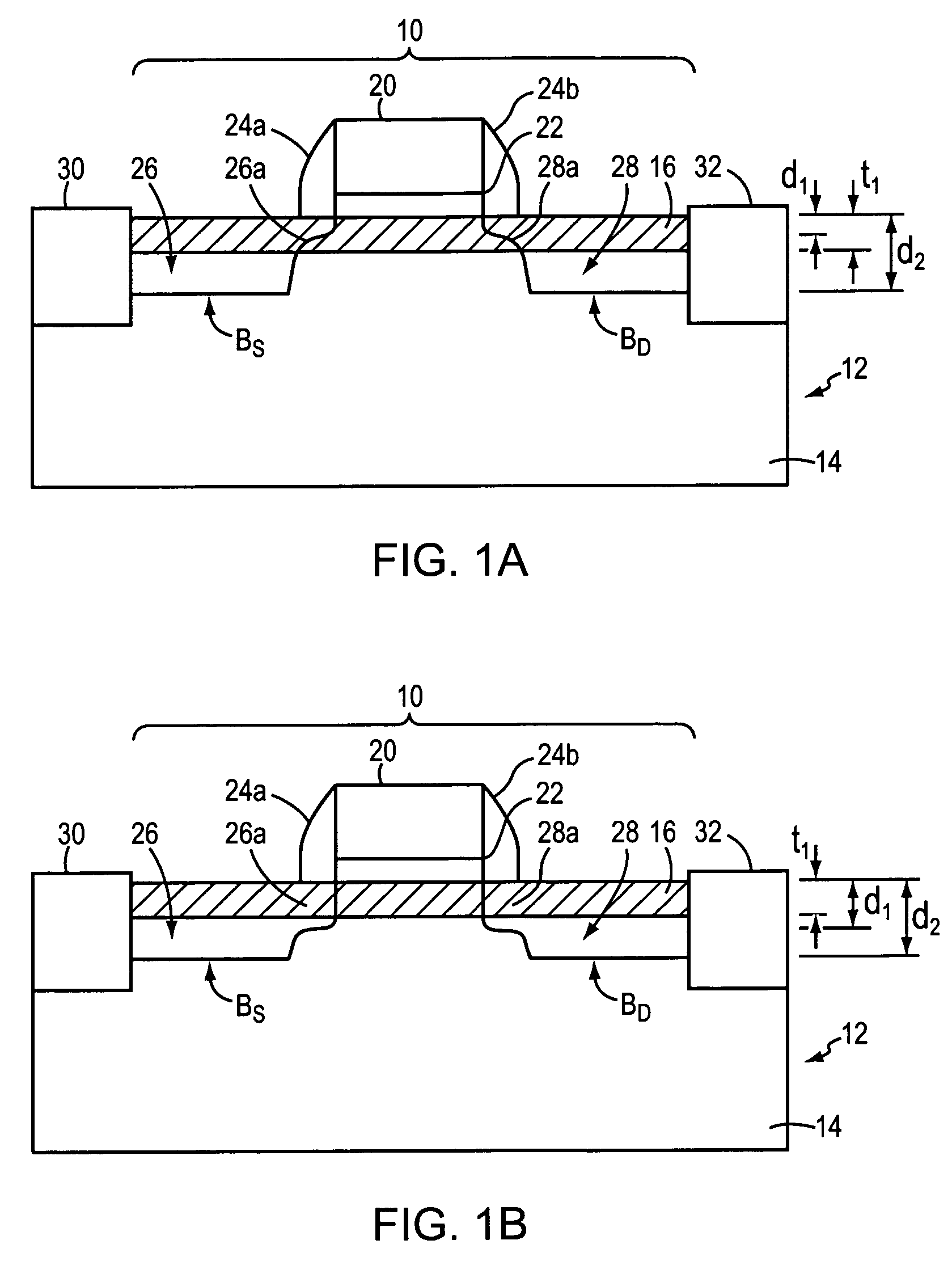 Elevated source and drain elements for strained-channel heterojuntion field-effect transistors