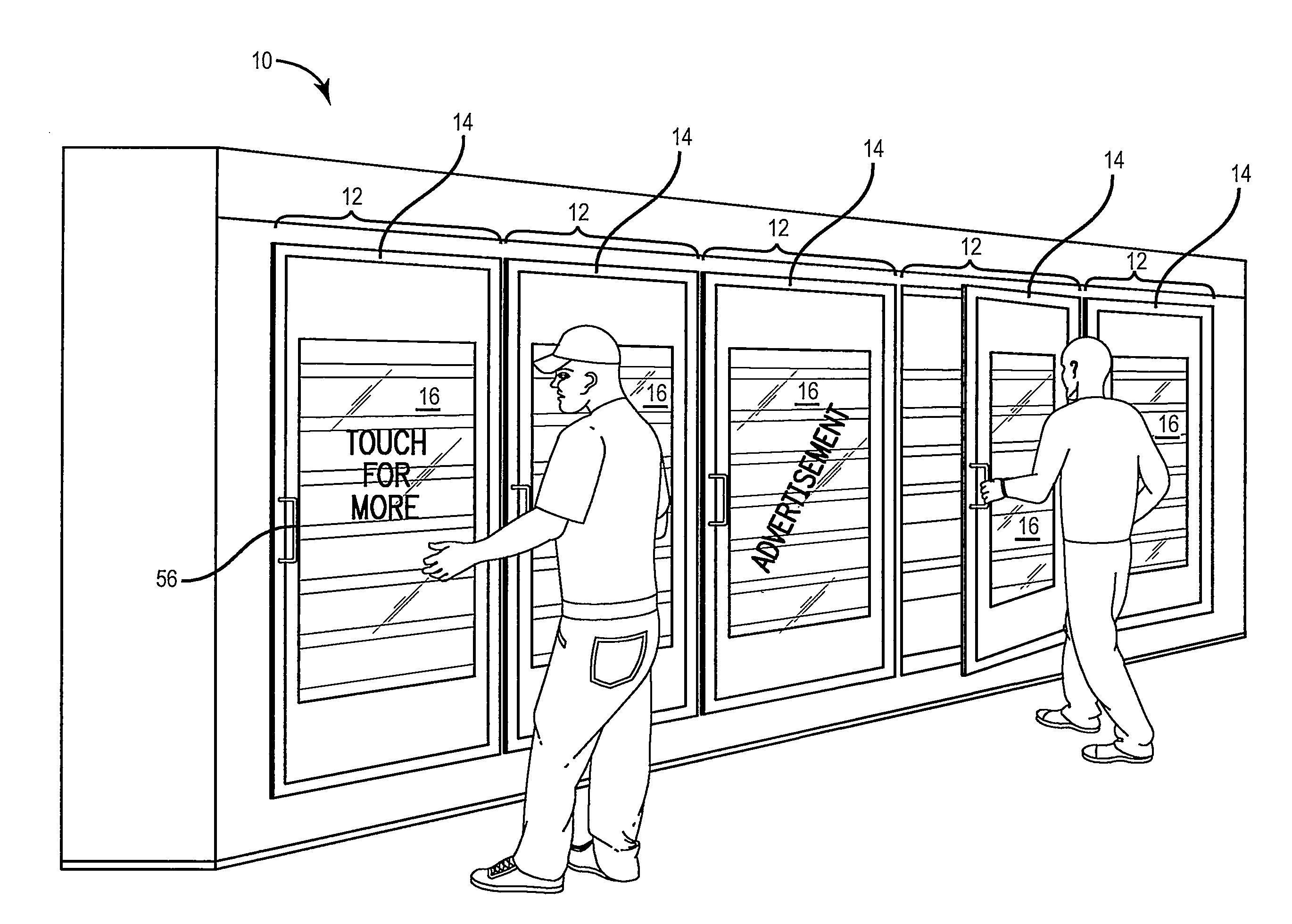 Display case door with transparent LCD panel