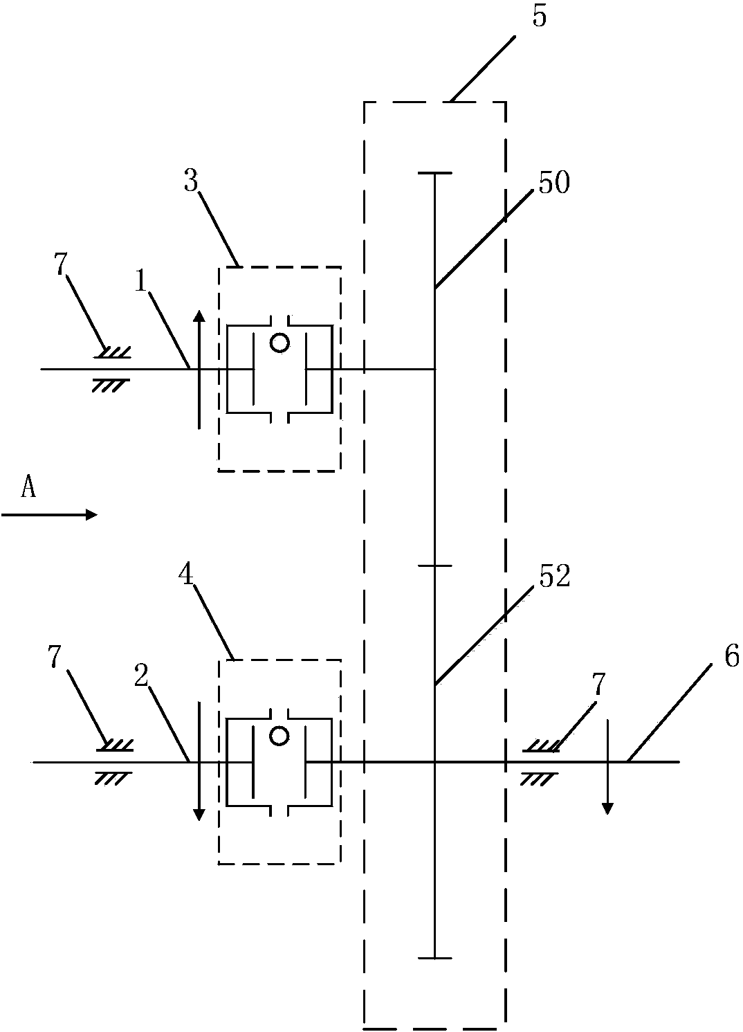 Multi-shaft fluctuating rotation transmitting device and power generation device used for multi-shaft fluctuating rotation transmitting device