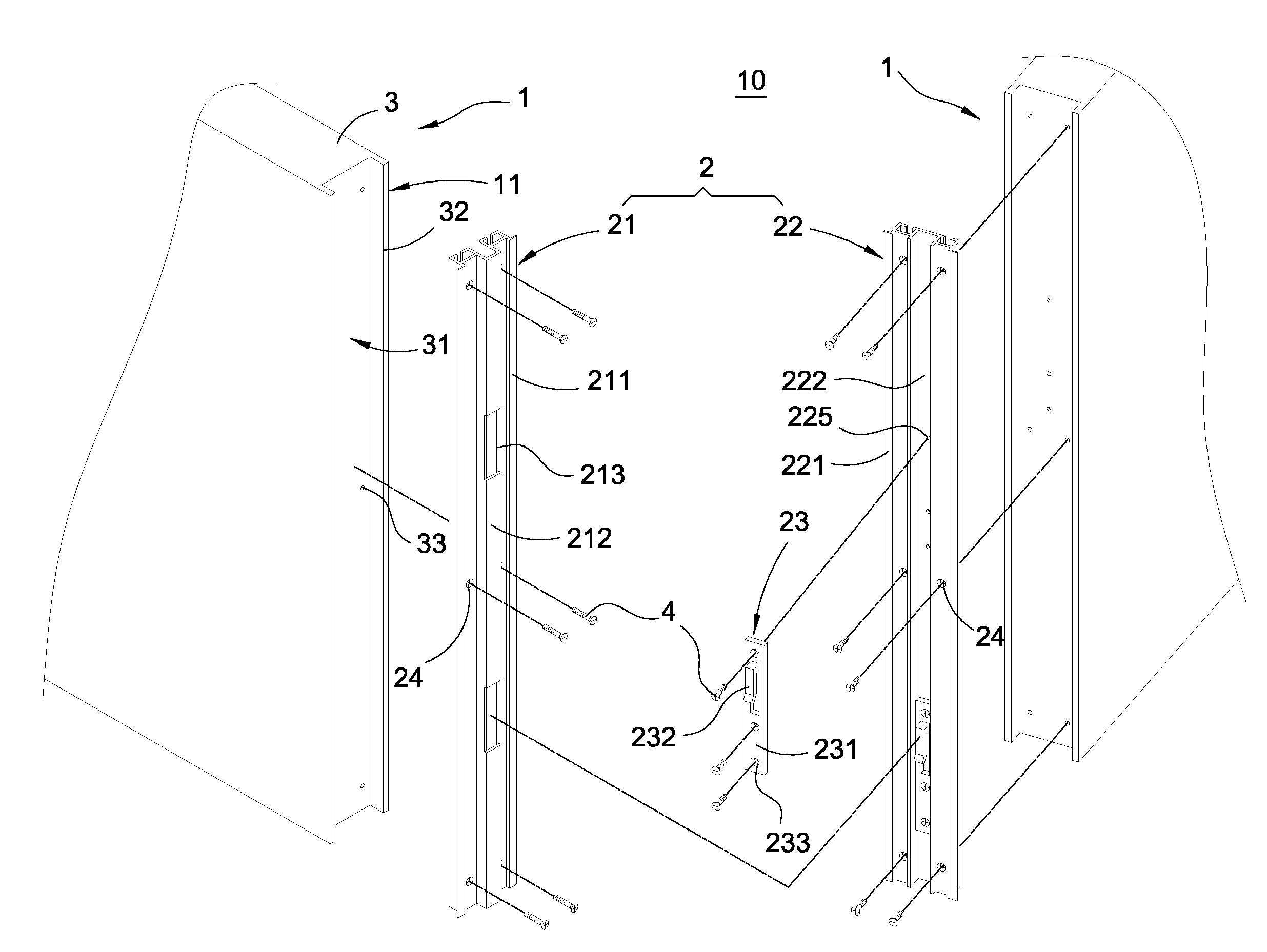 Partition structure having engaging assembly
