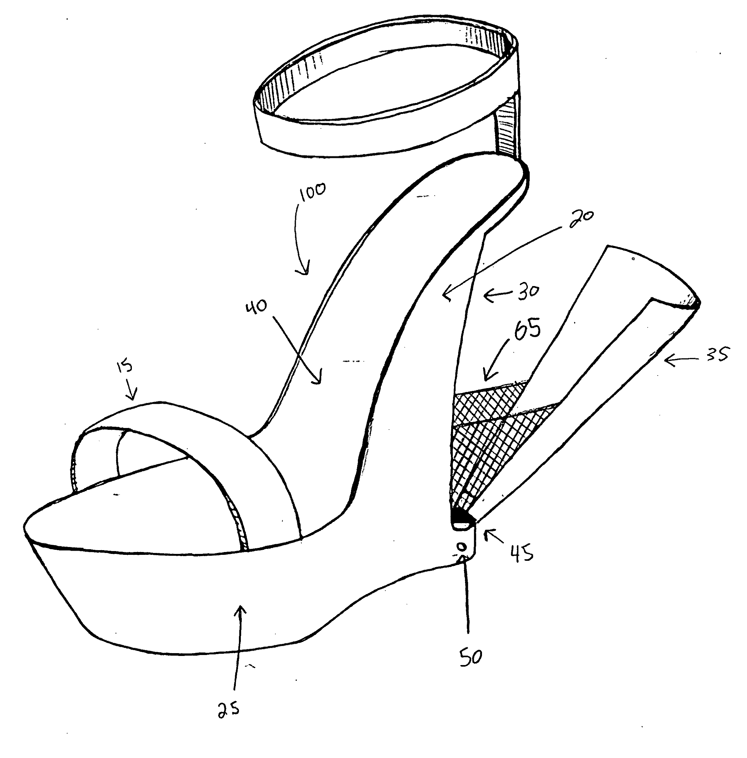 Shoe With Concealed, Heel Storage Compartment