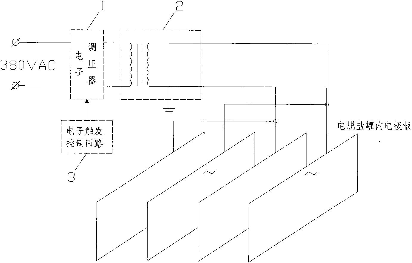 Intelligent voltage-regulation alternating-current electric desalting power unit