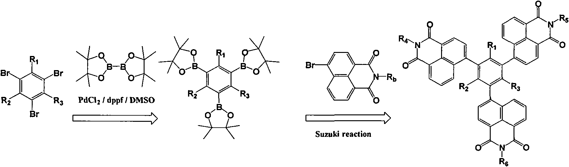Benzene-naphthalene diimide derivative, preparation method and its application