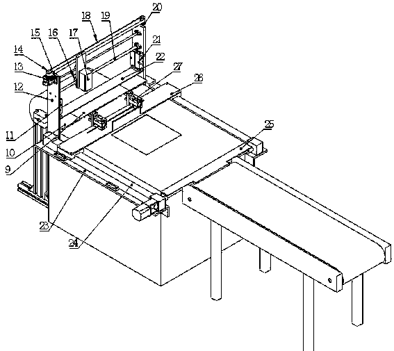 Automatic loading and unloading device of silk cloth binding machine for foams of bases of wine bottles