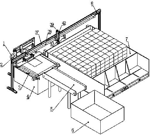 Automatic loading and unloading device of silk cloth binding machine for foams of bases of wine bottles