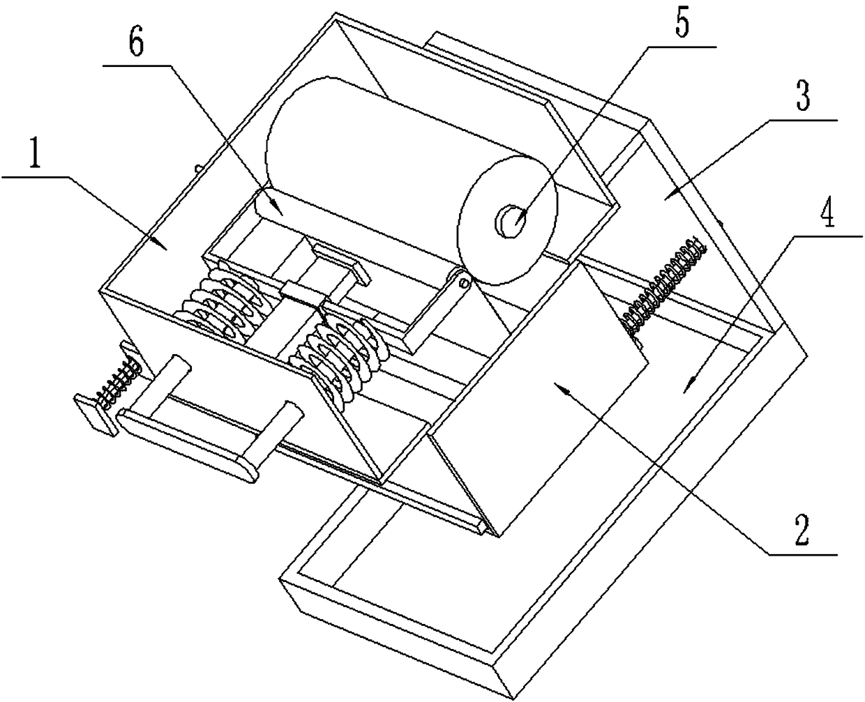 Hand-cranking type tissue box with automatic tissue cut-off function