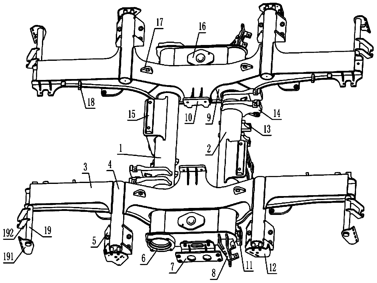 Bogie frame with built-in axle box for wide-gauge subway vehicles