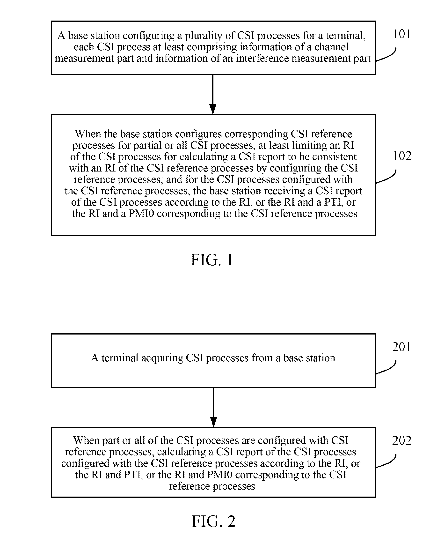 Processing method for channel state information, base station and terminal