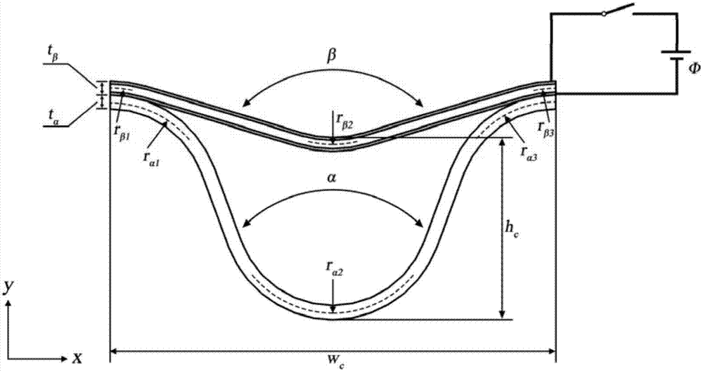 Double-waveform negative Poisson's ratio structure based on dielectric electroactive polymer