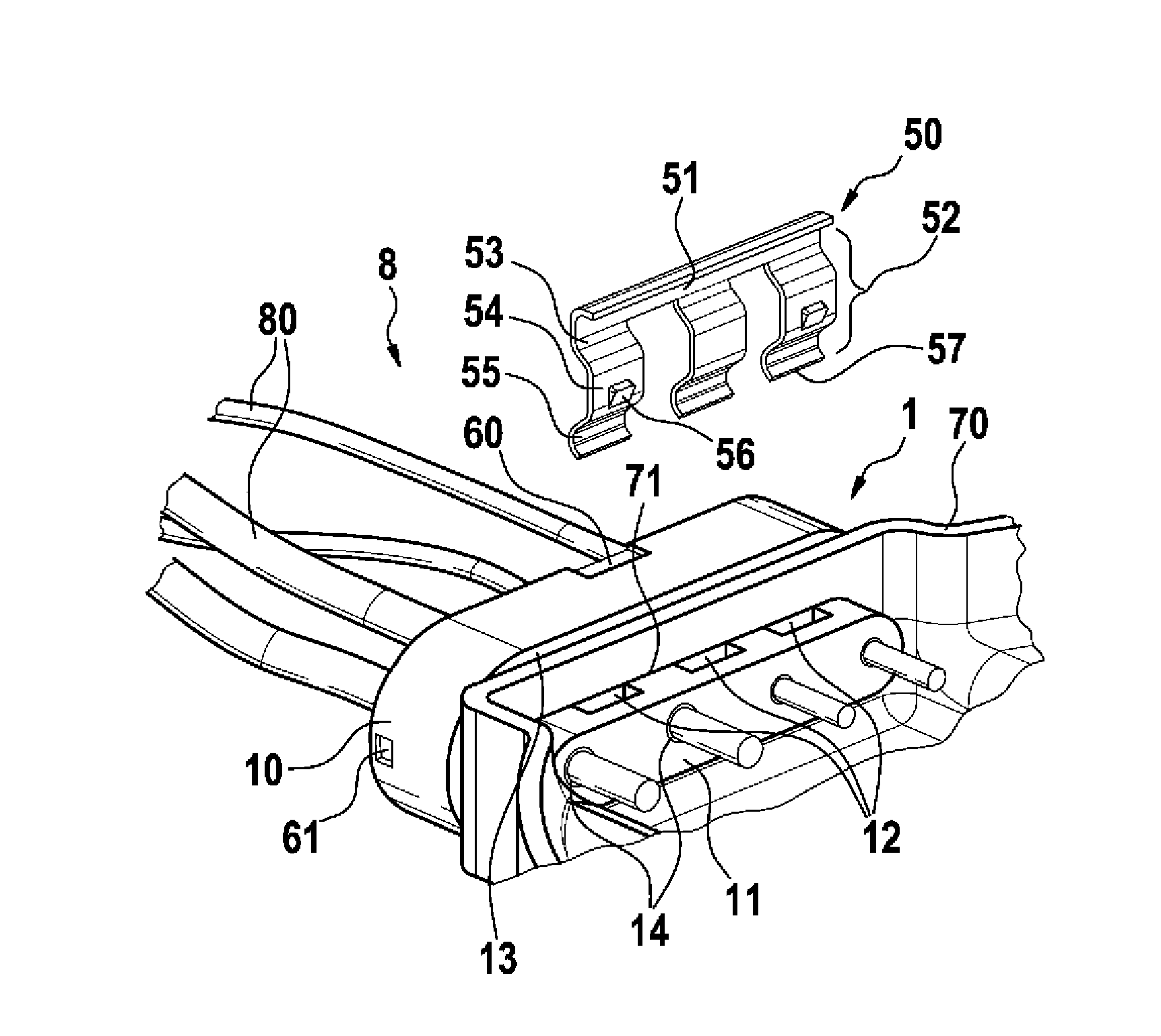 Fluid-sealing electric motor connector and motor