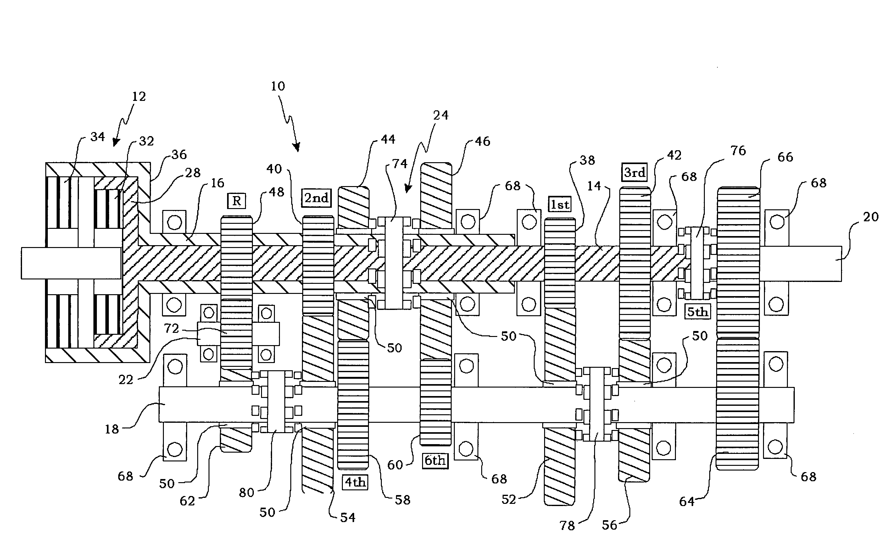 Method for controlling the engagement force of the synchronizers of a dual clutch transmission