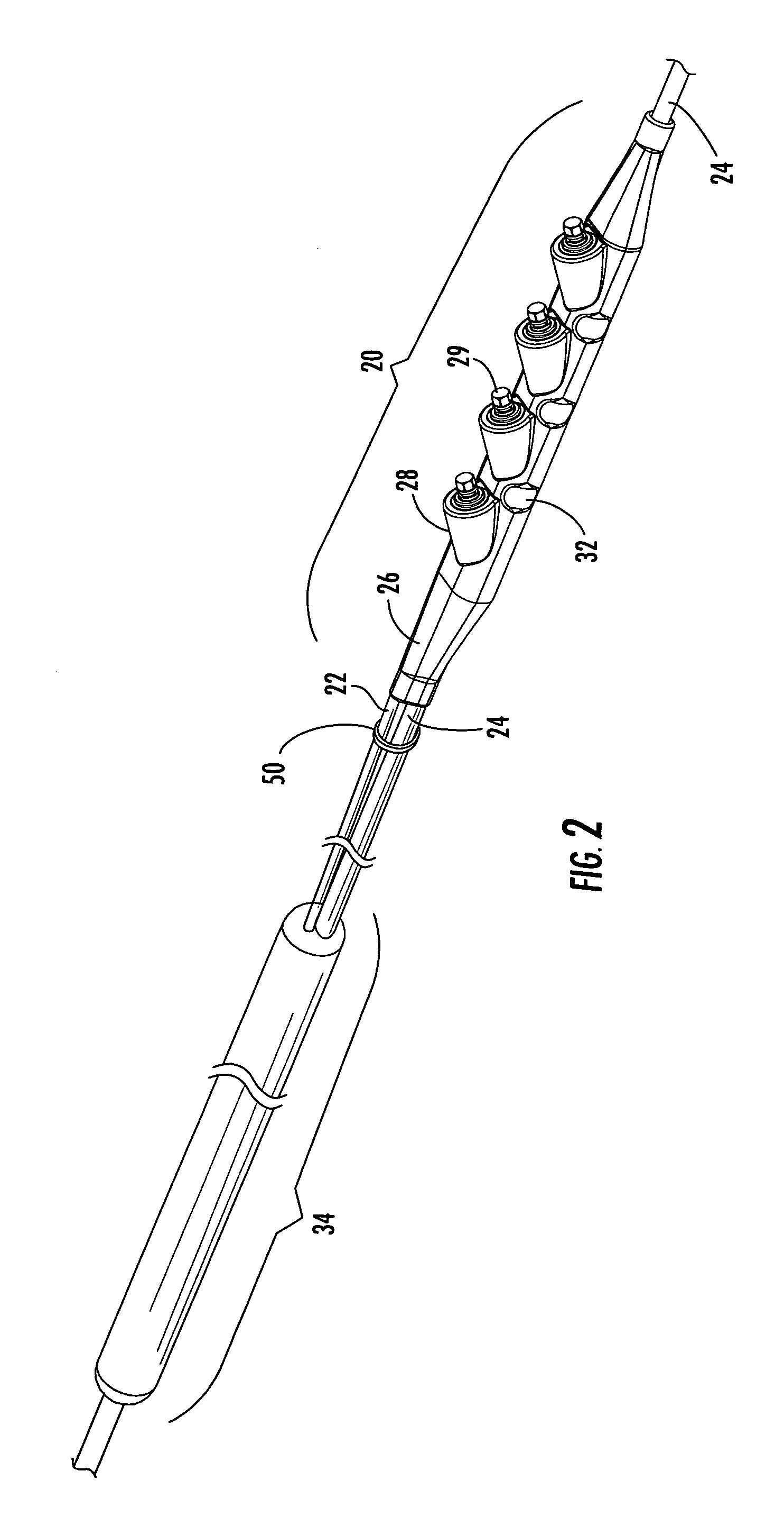 Adjustable tether assembly for fiber optic distribution cable