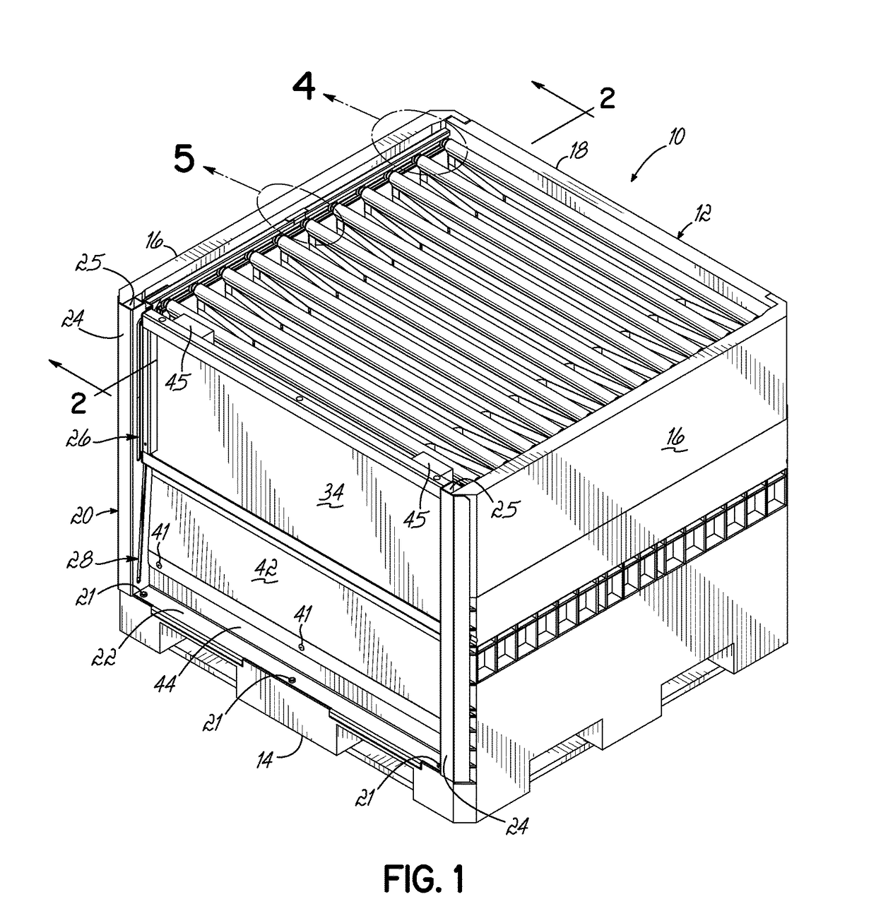 Container Having Generally L-Shaped Slotted Tracks To Facilitate Movement of Dunnage