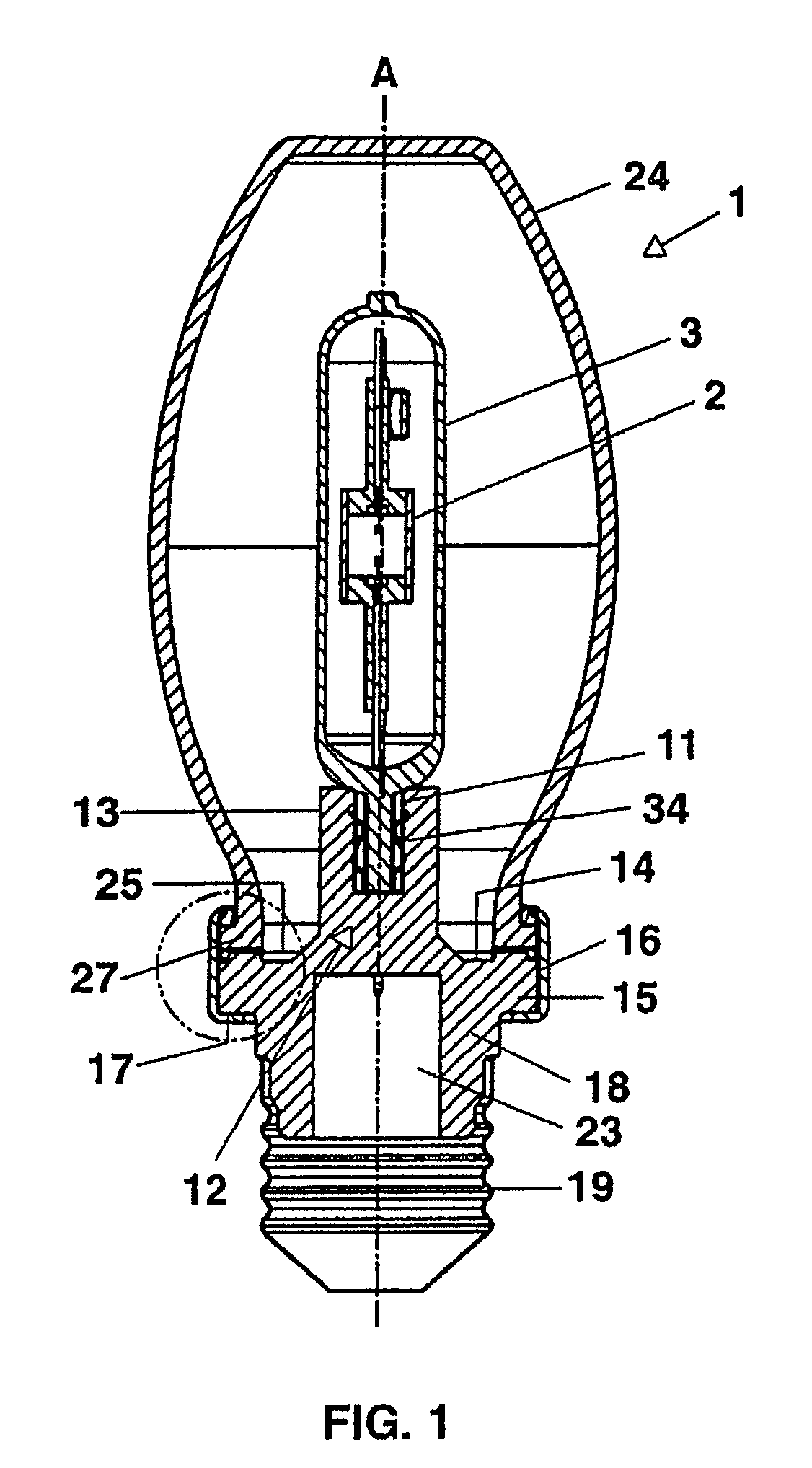 Lamp with single-sided socket