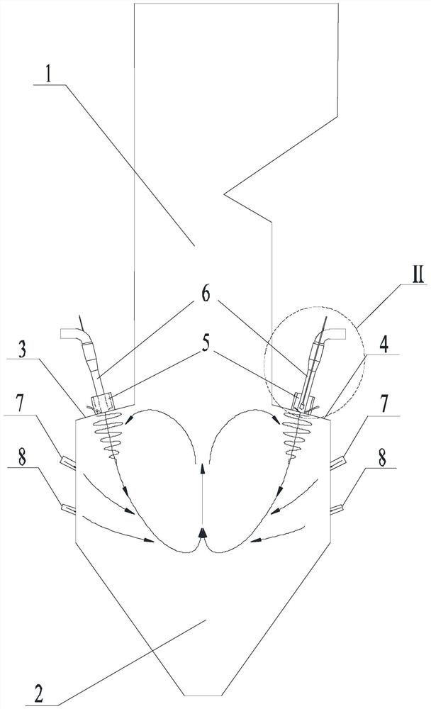 A W-flame boiler using a swirl burner