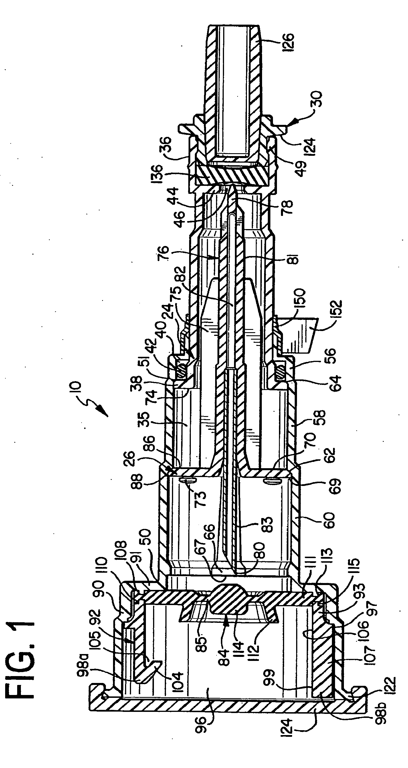 Reconstitution assembly, locking device and method for a diluent container