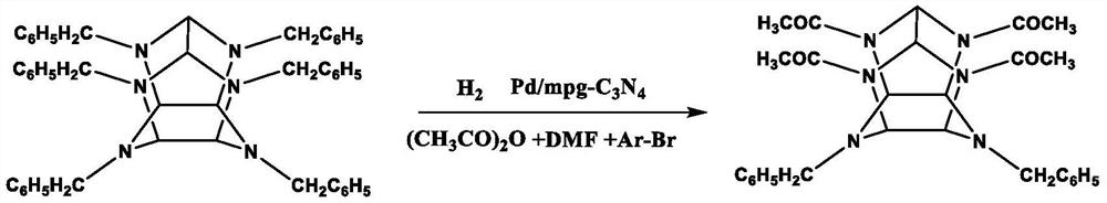 Cyclic application method of Pd/mpg-C3N4 catalyst in HBIW hydrogenolysis reaction
