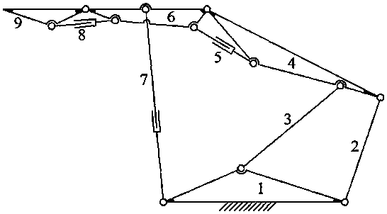 Approximate linear trajectory four-bar mechanism of hydraulic support