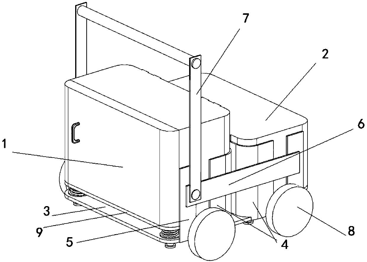 A portable drug cold chain transport box with dual independent shock absorbers and its own power supply