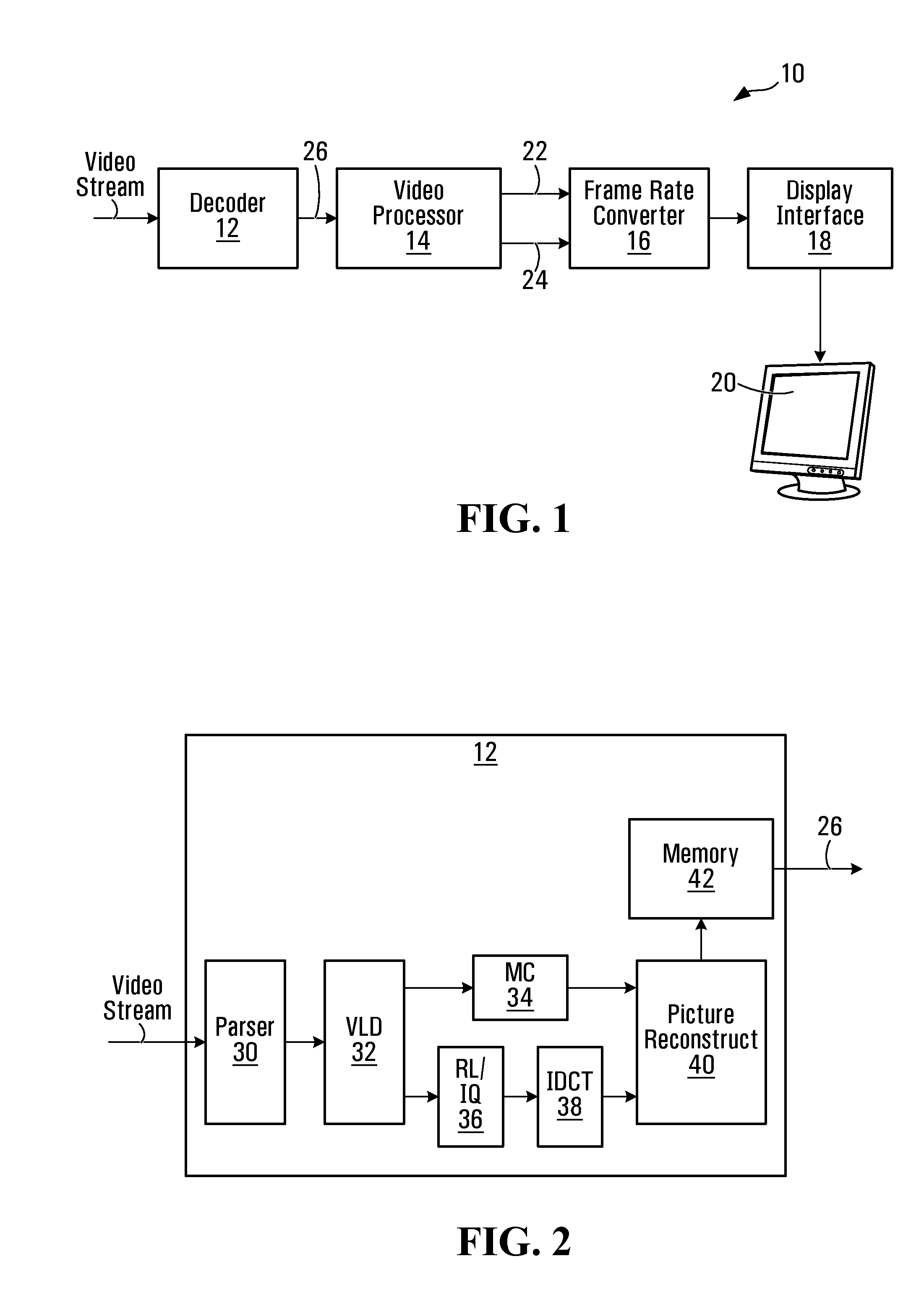 Video processor architecture and method for frame rate converstion
