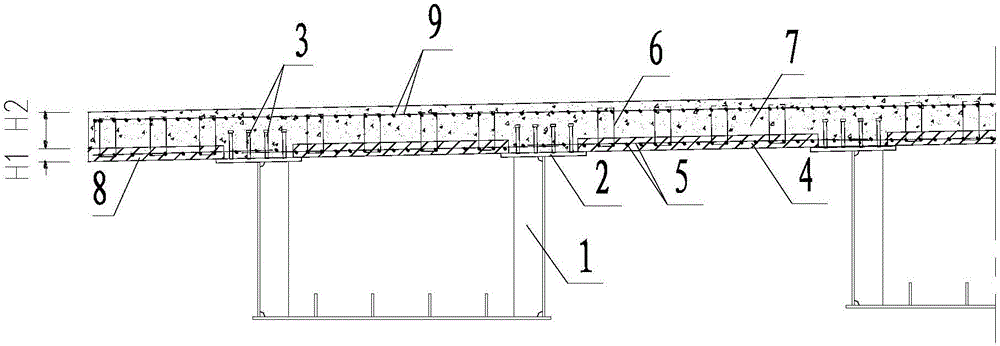 UHPC-common-concrete-lamination composite bridge-deck-slab construction and constructing method thereof