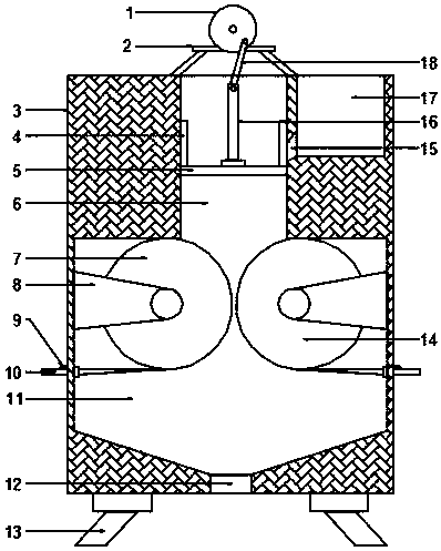 Mechanical crushing device for rapeseed grains