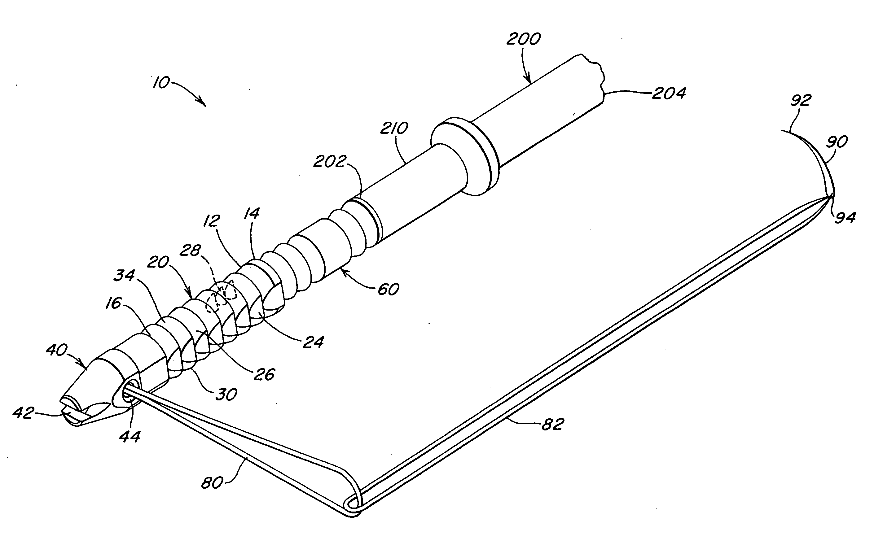 Knotless bioabsorbable suture anchor system and method
