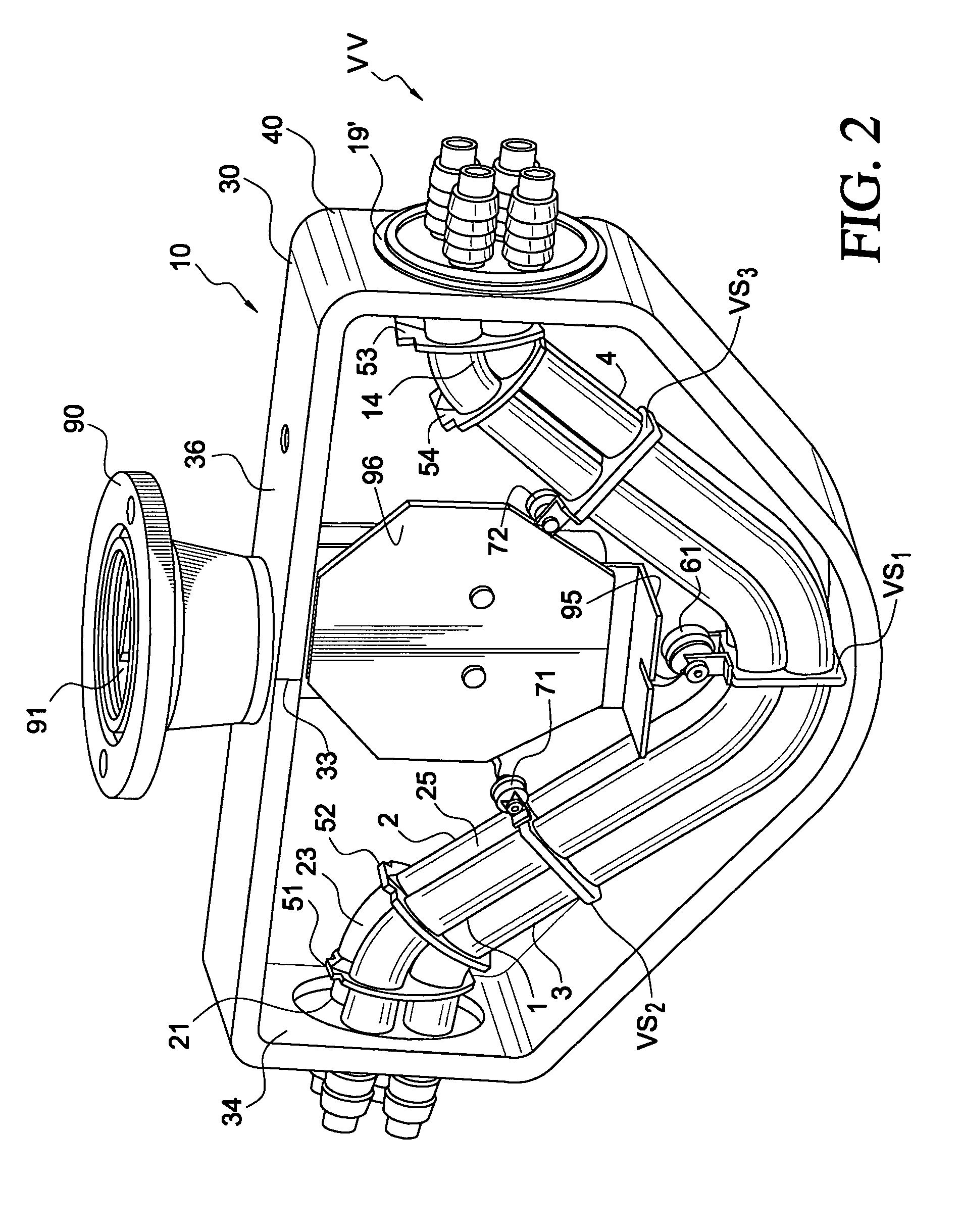 Vibration-type measurement pickup for measuring media flowing in two medium-lines, and inline measuring device having such a pickup