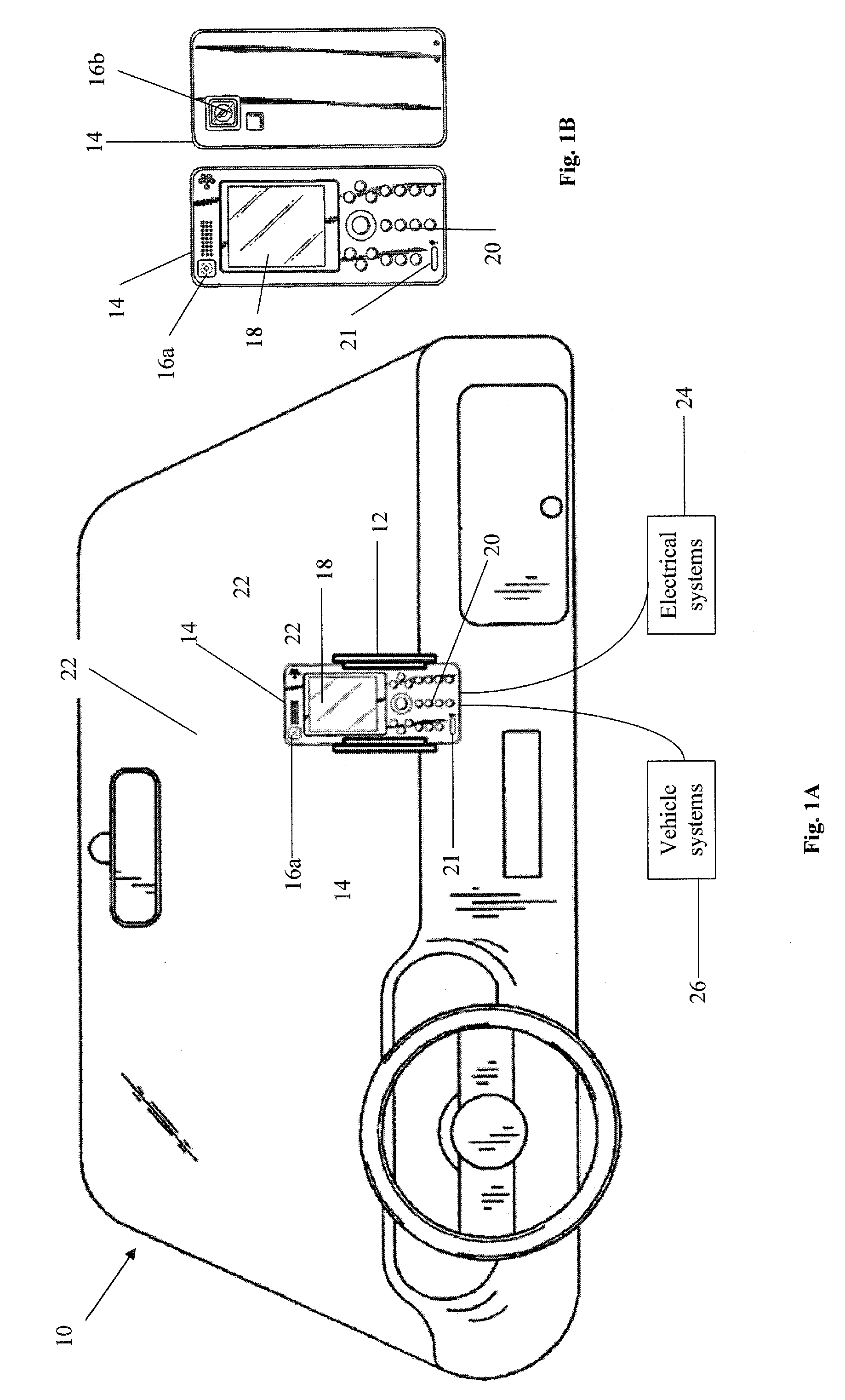 Device and method for handheld device based vehicle monitoring and driver assistance