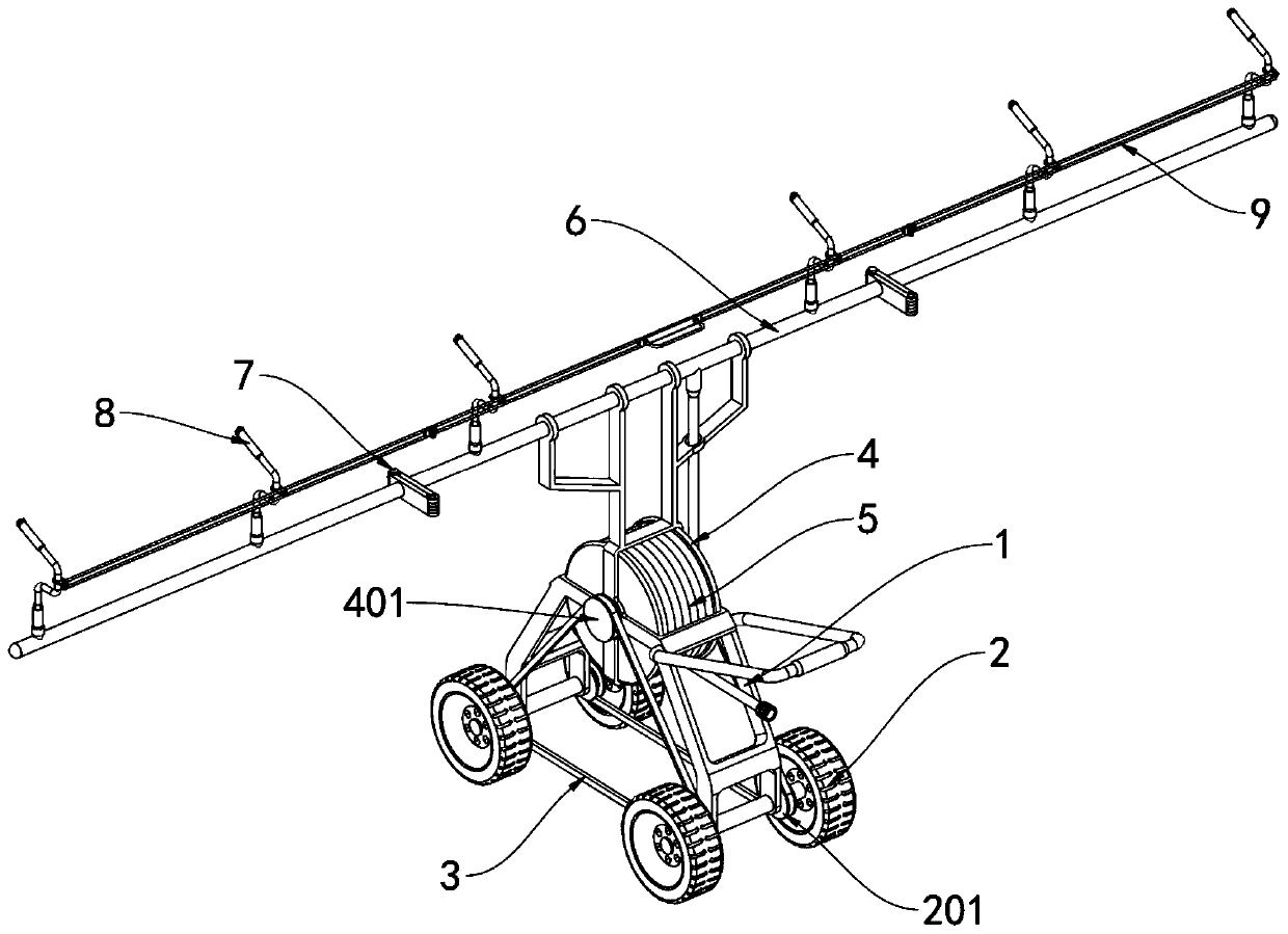 Tea planting based multi-angle irrigation device