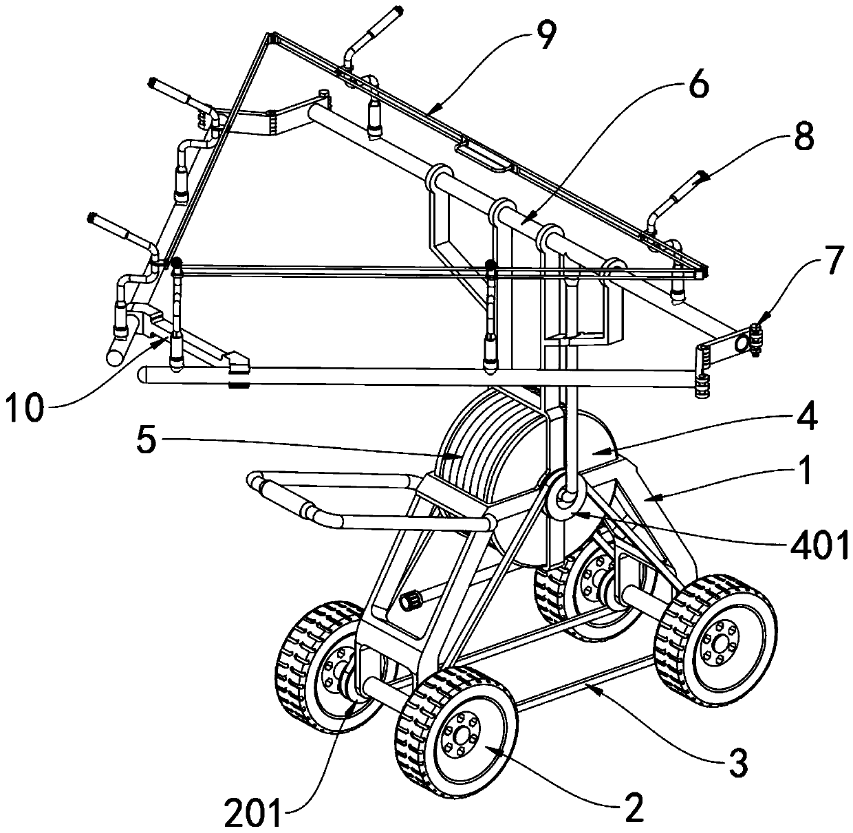 Tea planting based multi-angle irrigation device