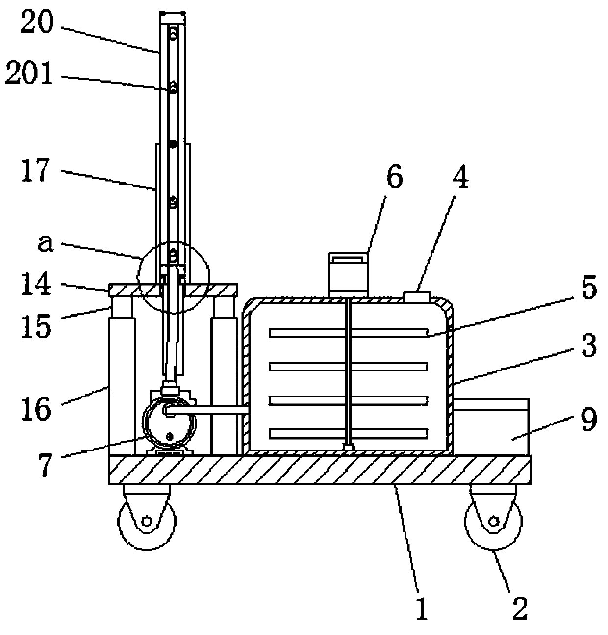 Pesticide spraying device for planting and maintenance of fruit trees