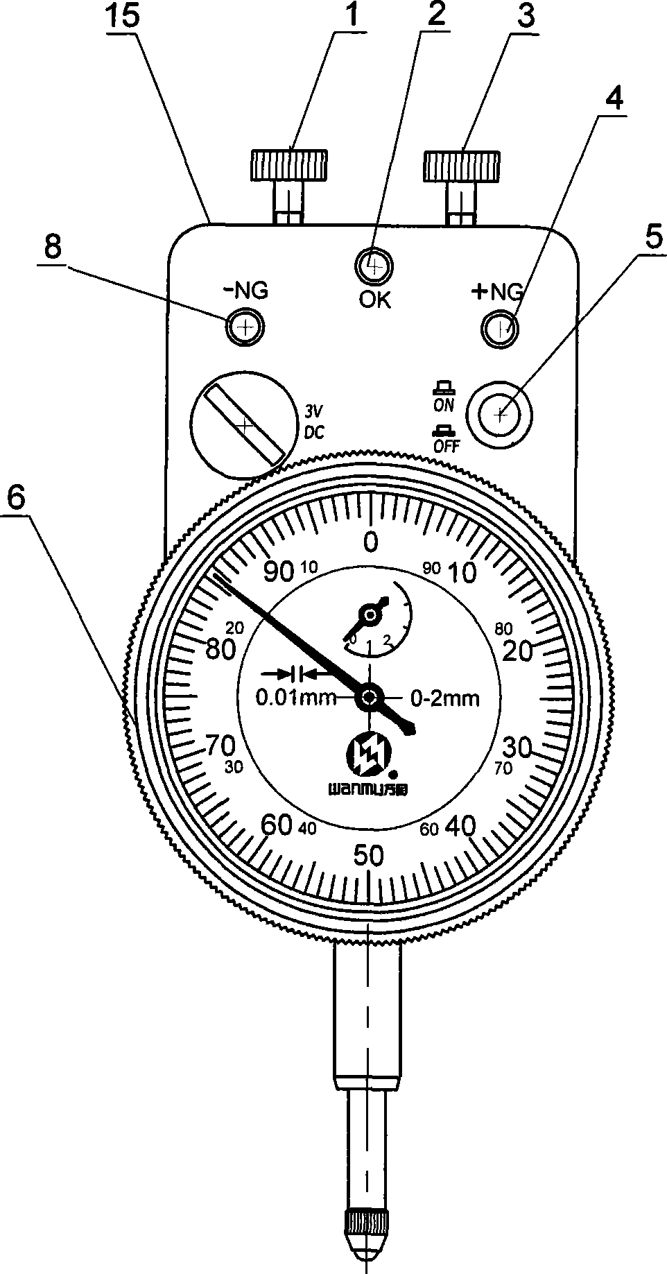 Double-boundary electric contact indicator