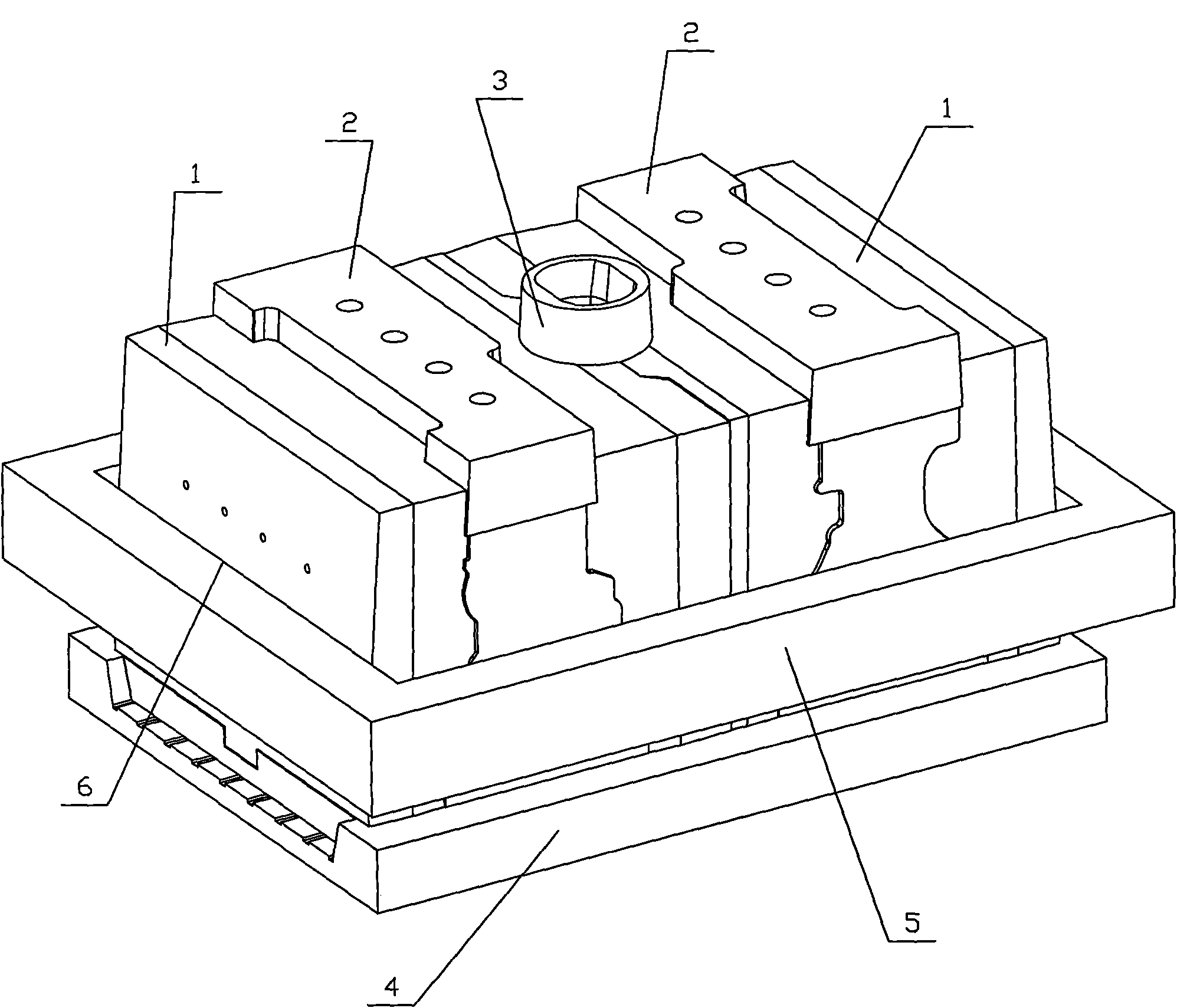 Core assembly pouring device for cylinder block casting in automobile engine